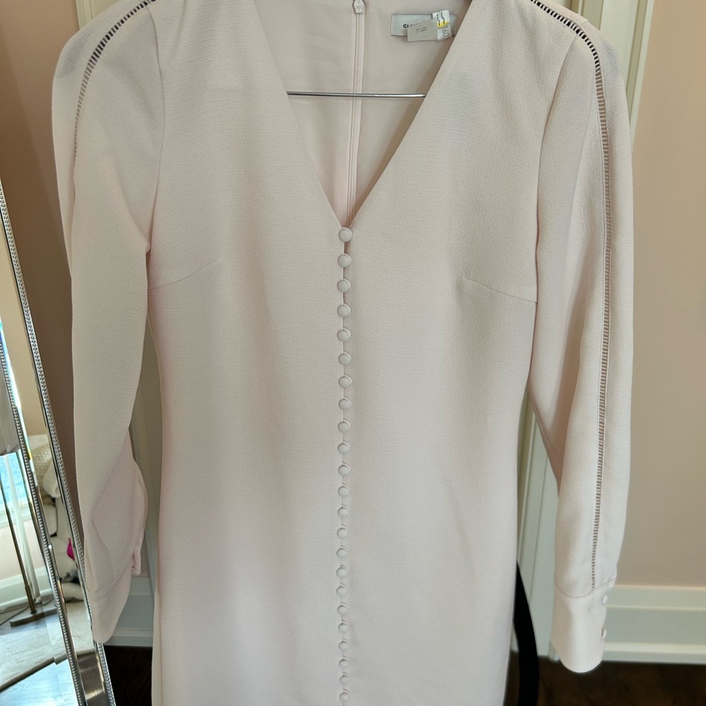 Club Monaco Pale Pink Sheath Dress Long Sleeve V-Neck